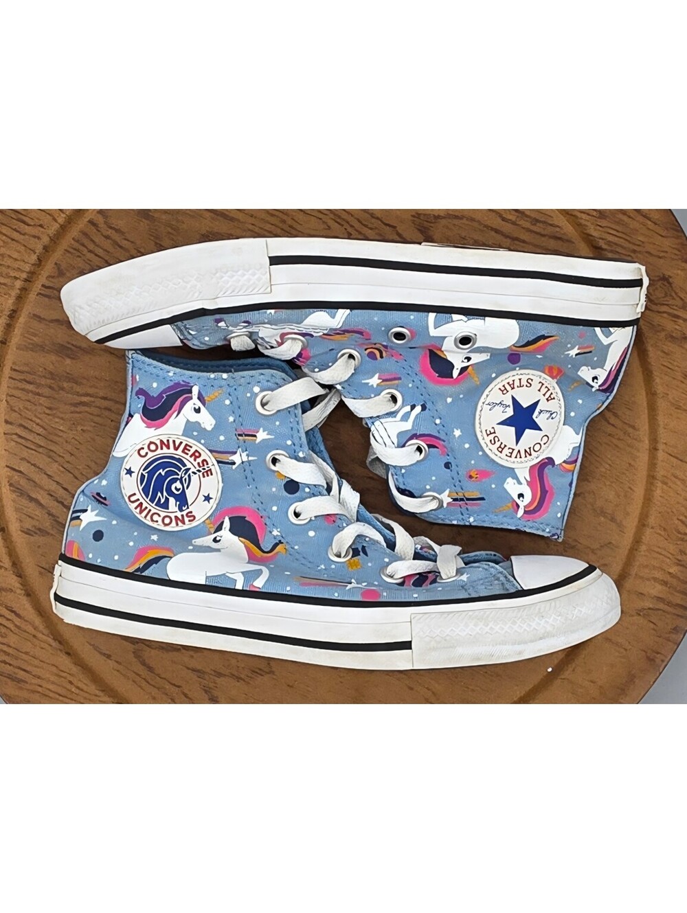 🔥Converse CHUCK TAYLOR Blue Unicorn Kid 1Y Canvas Shoe Sneakers 665472C 🔥